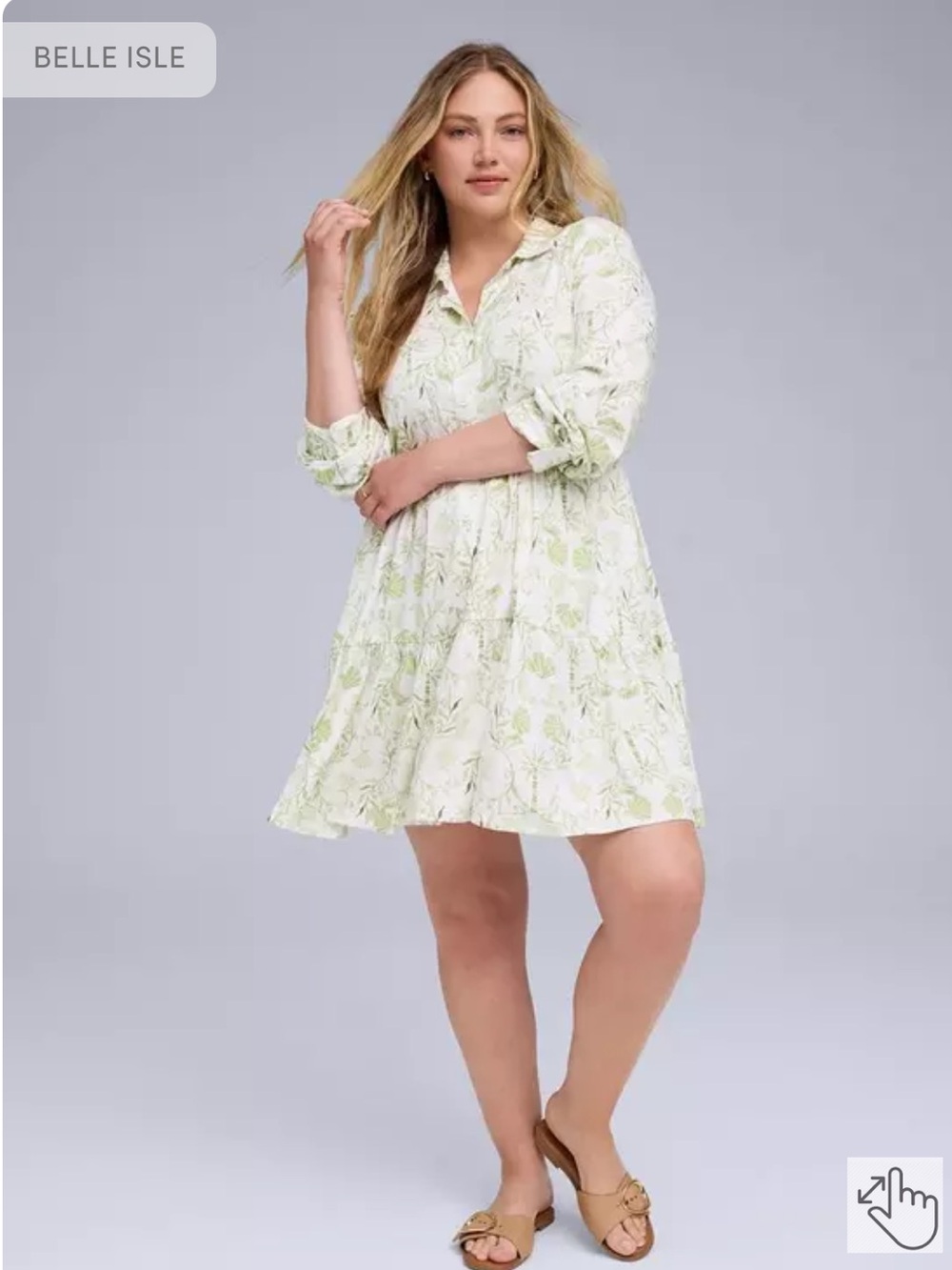 torrid White and Light Green Floral Tiered Dress